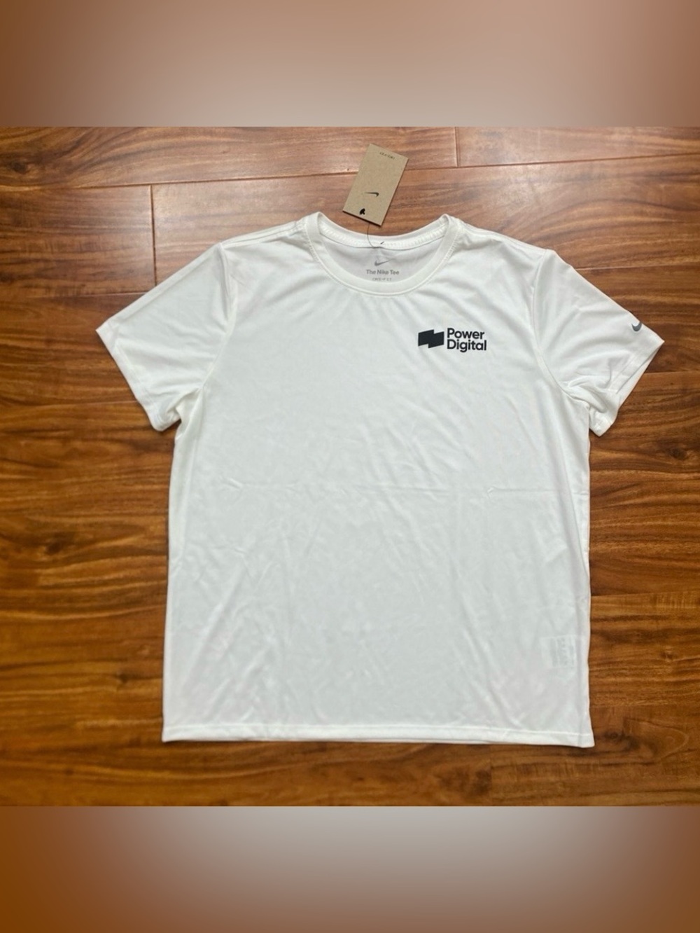 NWT New Women's Nike White Dri Fit Power Digital T-Shirt Size Large Activewear